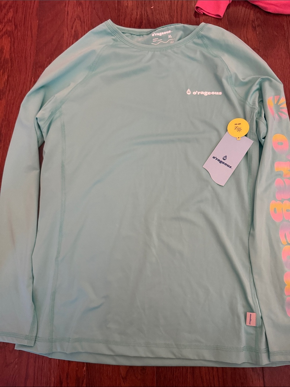 o'rageous Girls' Light Aqua Long Sleeve Rash Guard